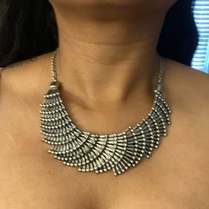 Vintage silver fan necklace